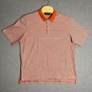 Polo‎ Golf Ralph Lauren Men's Orange and White Striped Golf Polo Shirt Size XL